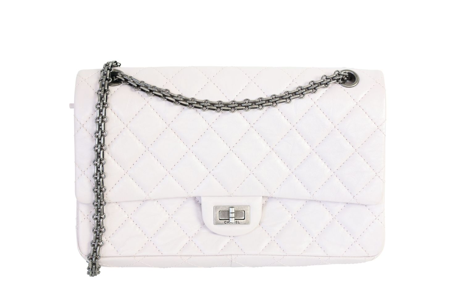 Chanel 2.55 Reissue 226 Handbag, Light Pink Aged Quilted Calfskin and Ruthenium Hardware, Preowned in Box WA001