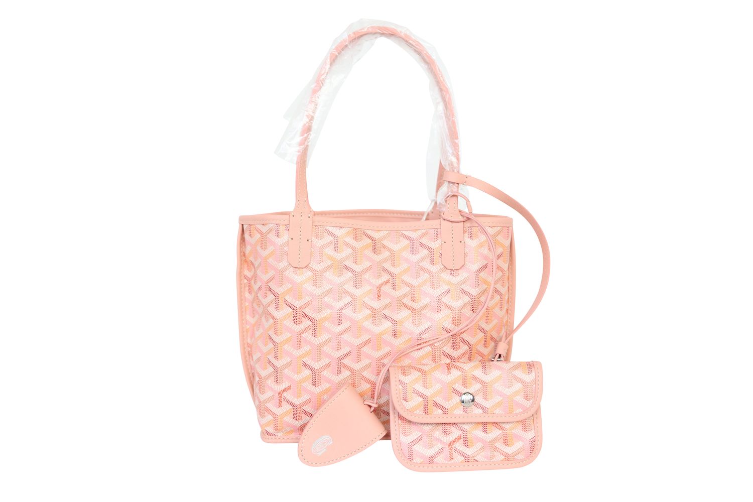 Goyard Anjou Mini Bag, Pink Goyardine Canvas and Leather, Preowned in Dustbag WA001
