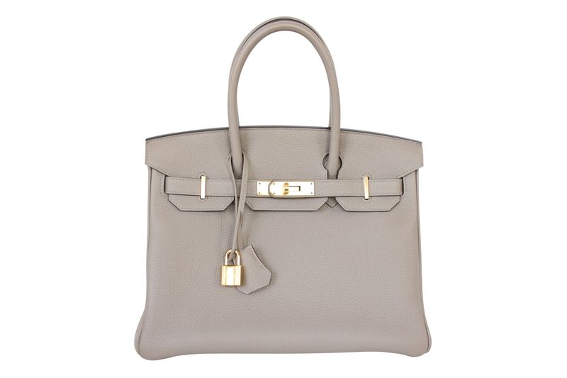 Hermes Birkin 30 Handbag, Gray Gris Asphalt Leather and Gold Hardware, C 2018 Stamp, Preowned in Dustbag WA001