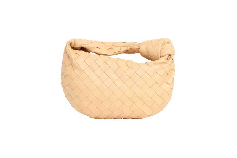 Bottega Veneta Jodie Mini Bag, Beige Intrecciato Leather and Gold Hardware, Preowned in Dustbag WA001