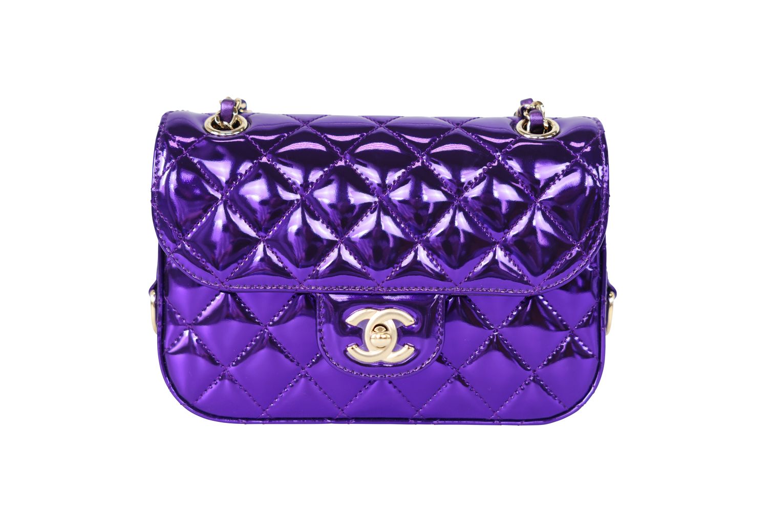 Chanel Seasonal Flap Mini Bag with Star Pouch, Metallic Purple