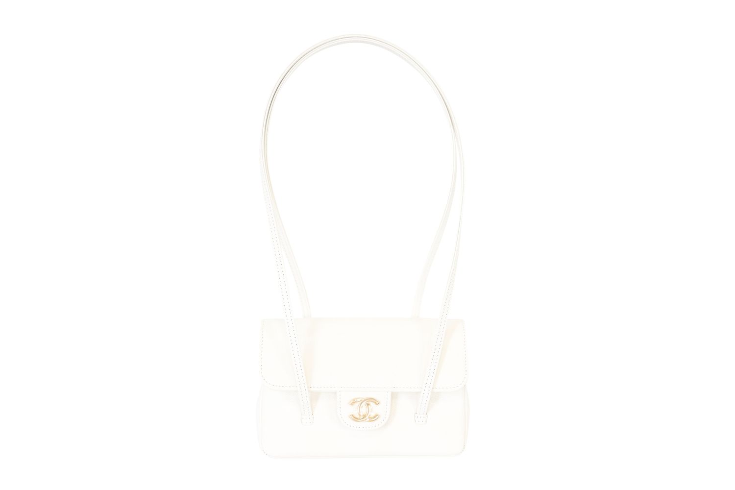 Chanel Preppy Coco 26S Mini Flap Bag, White Grained Calfskin and Gold Hardware,  New in Box WA001