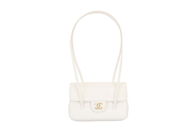 Chanel Preppy Coco 26S Mini Flap Bag, White Grained Calfskin and Gold Hardware,  New in Box WA001