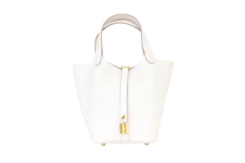 Hermes Picotin Lock 18 Bag, Gray Gris Pale Clemence Leather and Gold Hardware, W 2024 Stamp, New in Box WA001 Hermes Picotin Lock 18 Bag, Gray Gris Pale Clemence Leather and Gold Hardware, W 2024 Stamp, New in Box WA001