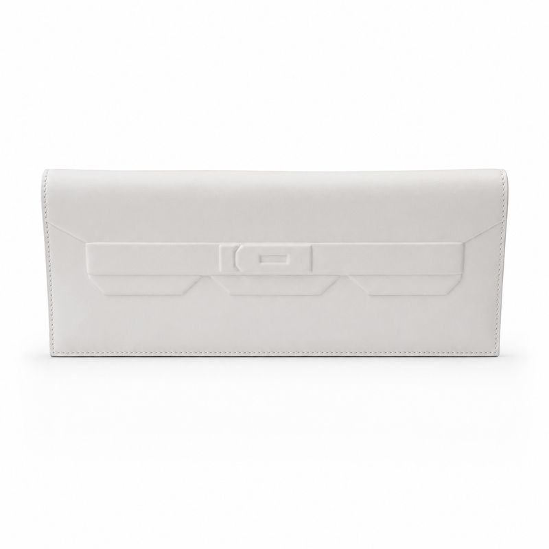 Herems Shadow Clutch, White Swift Leather, New in Dustbag MA001
