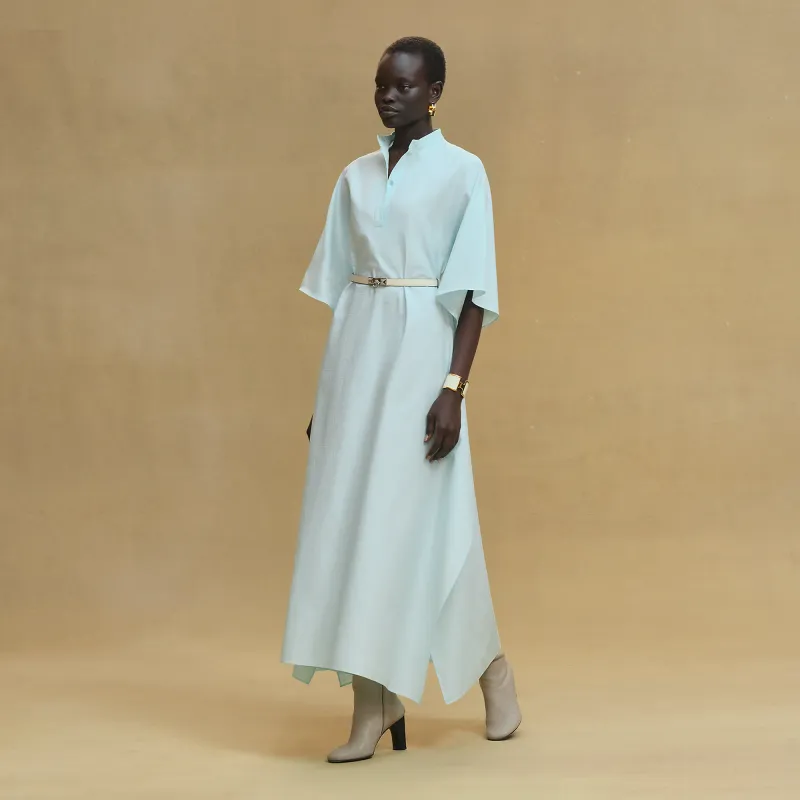 Hermes Prairie Dress, Pastel Green Vert Embrun Mosaic Pattern Cotton, Size 38, New in Dustbag WA001 Hermes Prairie Dress, Pastel Green Vert Embrun Mosaic Pattern Cotton, Size 38, New in Dustbag WA001