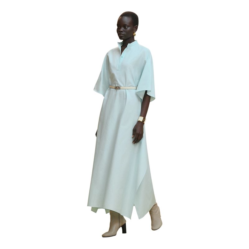 Hermes Prairie Dress, Pastel Green Vert Embrun Mosaic Pattern Cotton, Size 38, New in Dustbag WA001