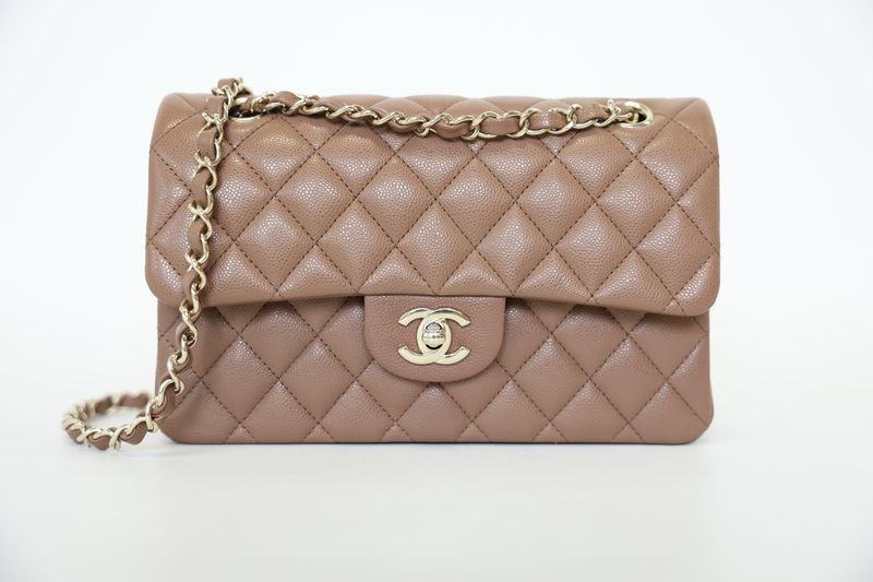 Chanel Classic Small Bag, Brown Quilted Caviar and Gold Hardware, New in Dustbag WA001