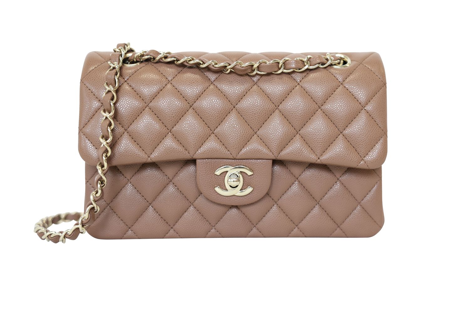 Chanel Classic Small Bag, Brown Quilted Caviar and Gold Hardware, New in Dustbag WA001