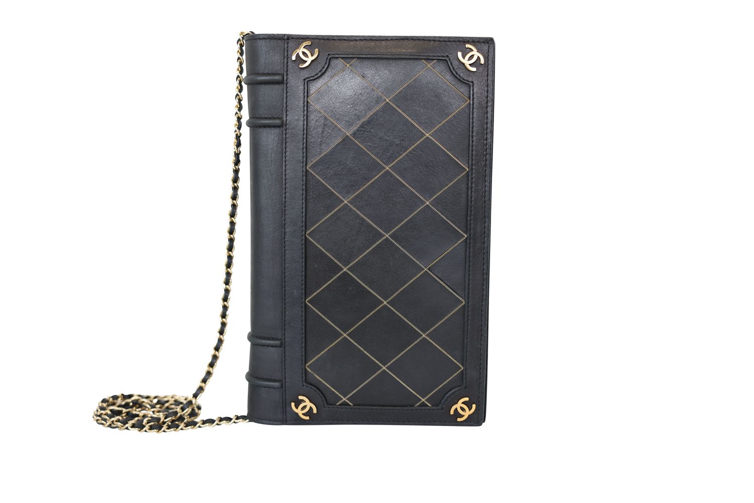 Chanel CC Book Minaudière Clutch Bag, Black Lambskin and Gold Hardware, Preowned in Box WA001