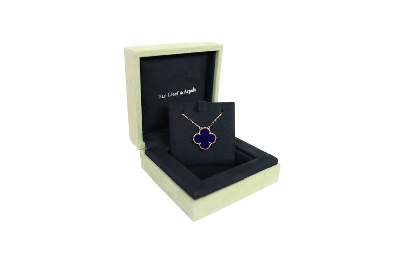 Van Cleef & Arpels Magic Alhambra Vendome Edition Pendant Necklace, 18k Yellow Gold and Blue Porcelain, Preowned in Box WA001 Van Cleef & Arpels Magic Alhambra Vendome Edition Pendant Necklace, 18k Yellow Gold and Blue Porcelain, Preowned in Box WA001
