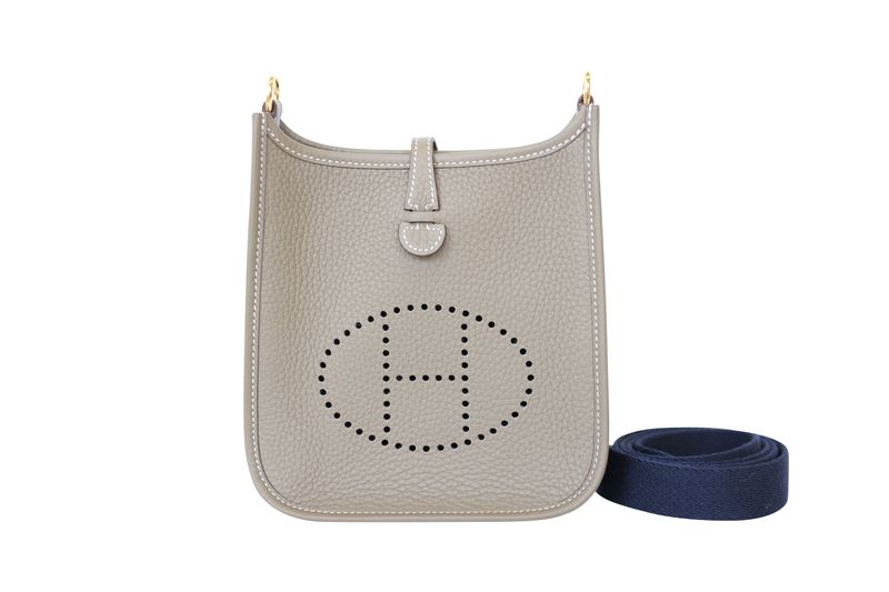 Hermes Evelyne TPM Bag, Beige Etoupe Clemence Leather and Gold Hardware, K 2025 Stamp, New in Box WA001 Hermes Evelyne TPM Bag, Beige Etoupe Clemence Leather and Gold Hardware, K 2025 Stamp, New in Box WA001