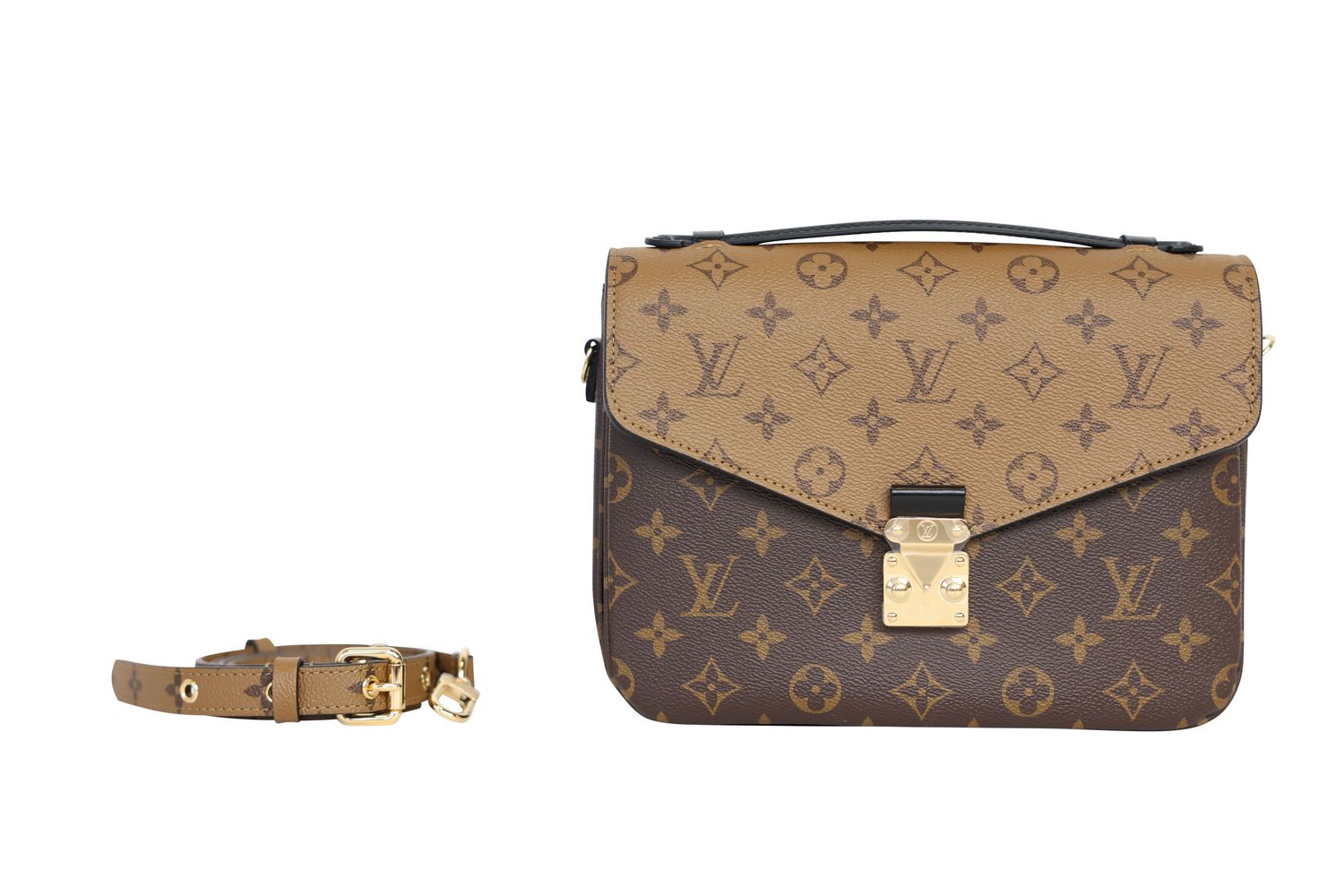 Louis Vuitton Pochette Metis Bag, Brown Reverse Monogram Canvas and Gold Hardware, New in Box WA001
