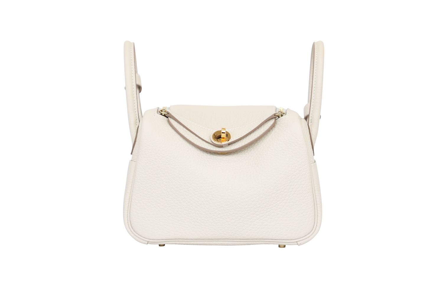 Hermes Lindy Mini Bag, White Craie Clemence Leather and Gold Hardware, G 2026 Stamp, New in Box WA001