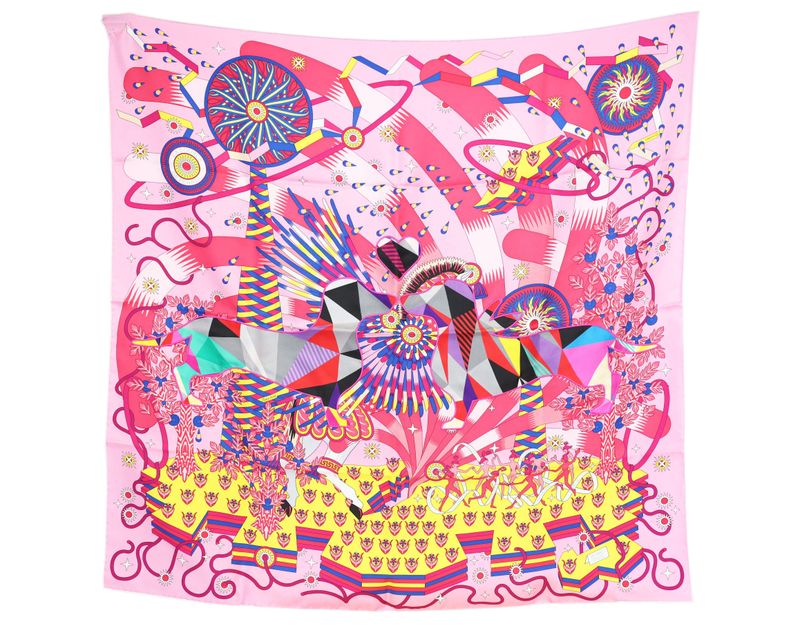 Hermes Woof Woof Scarf 90, Pink Multicolor Silk, New in Box WA001 Hermes Woof Woof Scarf 90, Pink Multicolor Silk, New in Box WA001