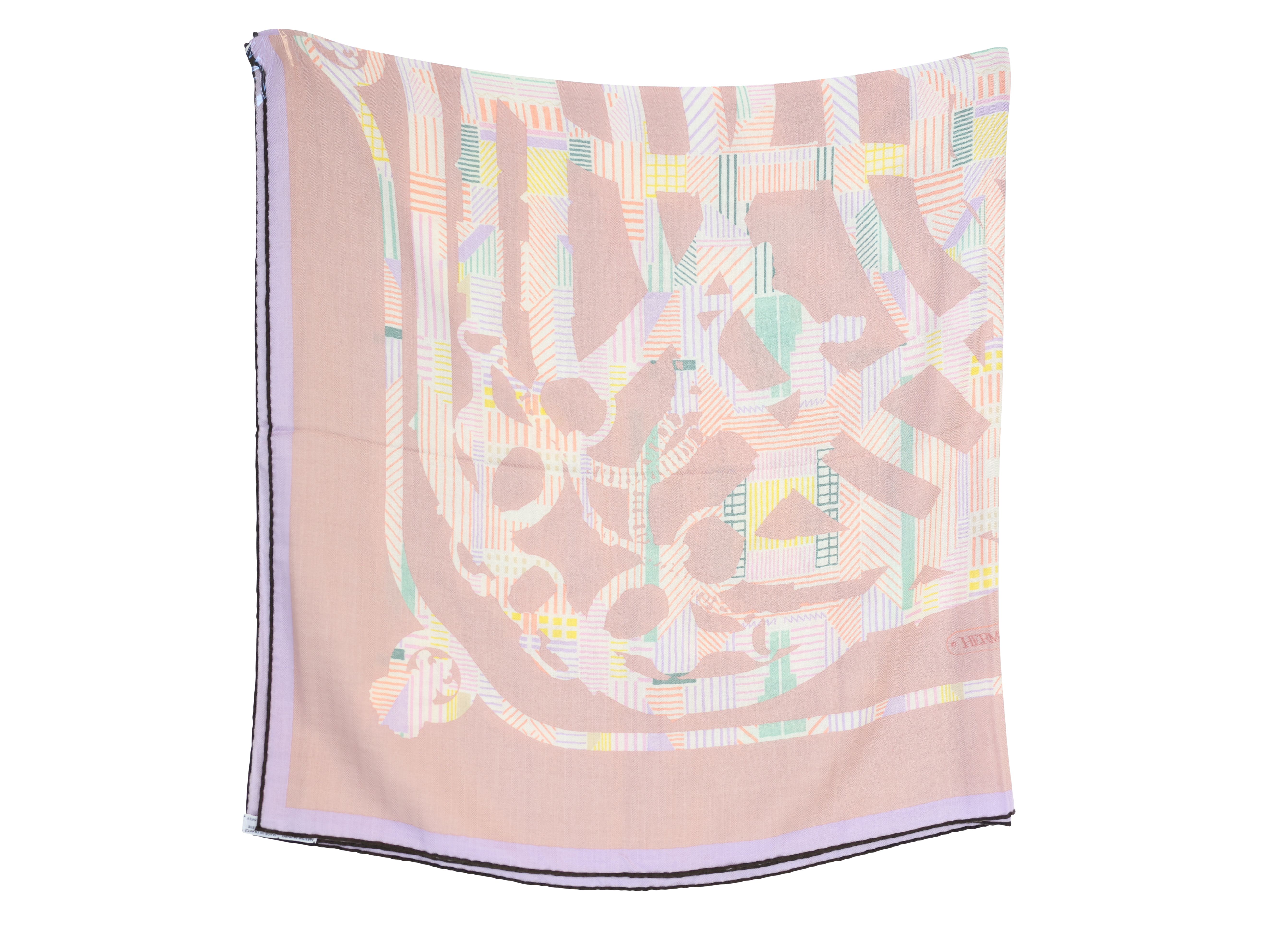 Hermes Etriers Remix by Françoise De La Perriere Scarf 90, Pale