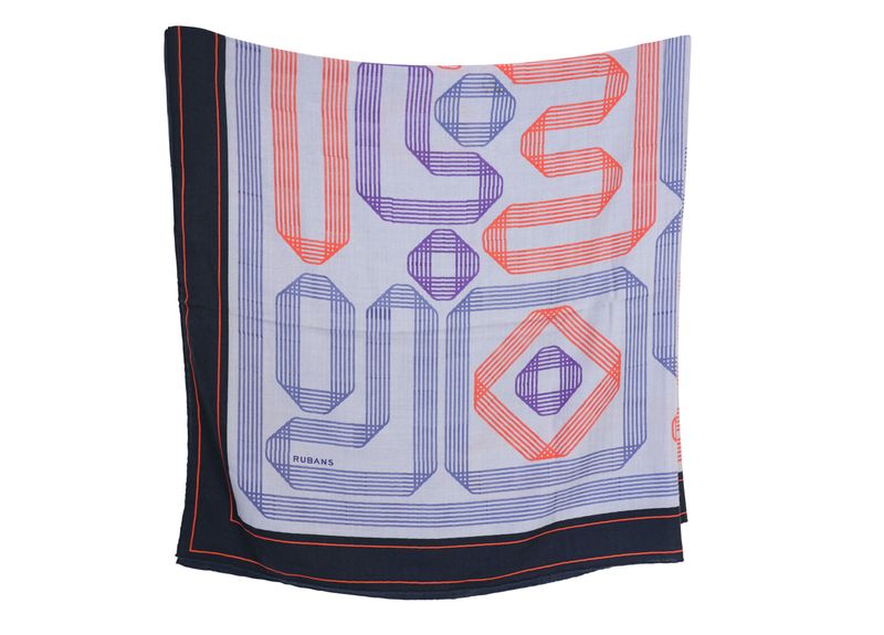 Hermès Rubans d’Hermès Stole Scarf 140, Blue White Red Cashmere with Silk, Preowned No Dustbag WA001 Hermès Rubans d’Hermès Stole Scarf 140, Blue White Red Cashmere with Silk, Preowned No Dustbag WA001