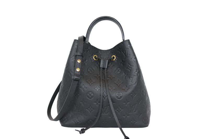 Louis Vuitton NeoNoe MM Bucket Bag, Black Empreinte Leather and Gold Hardware, Preowned in Box WA001 Louis Vuitton NeoNoe MM Bucket Bag, Black Empreinte Leather and Gold Hardware, Preowned in Box WA001