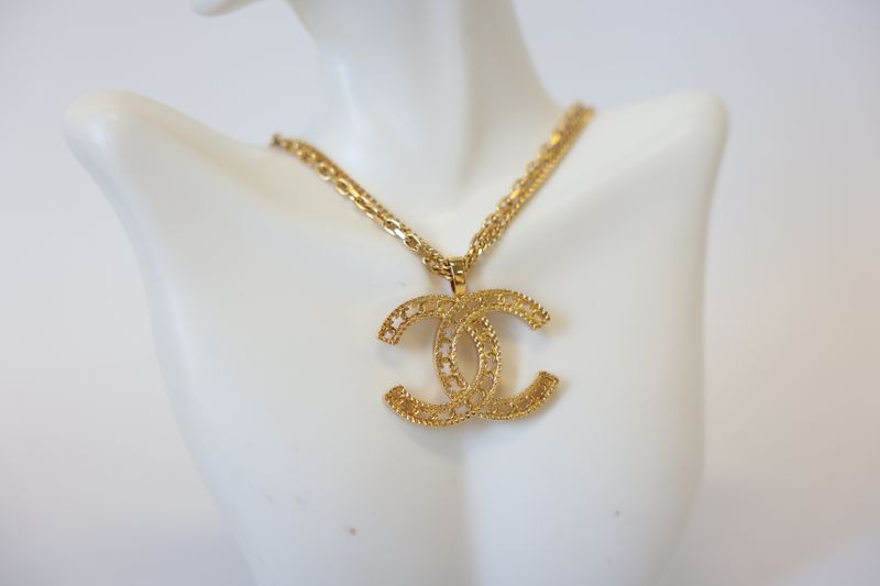 Chanel Multi Chain CC Pendant Necklace, Gold Finish, Preowned in Box WA001