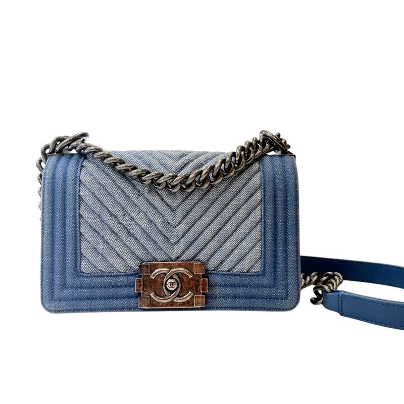 Chanel Boy, Denim, Small, Preowned in Dustbag MA001 Chanel Boy, Denim, Small, Preowned in Dustbag MA001