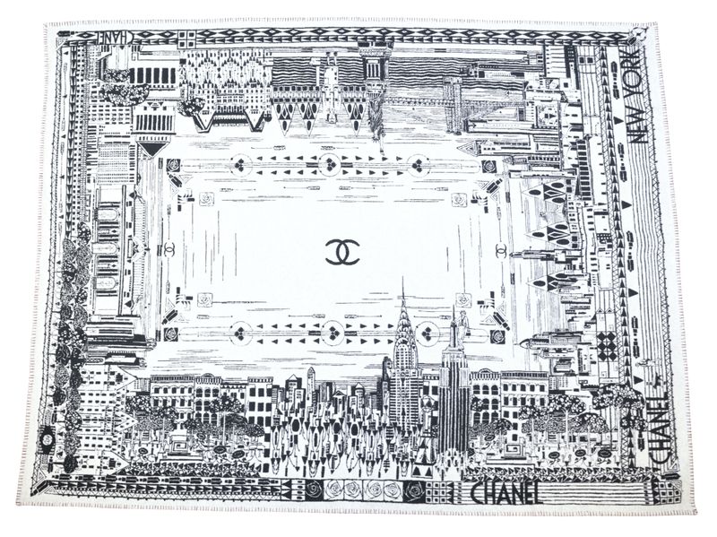 Chanel Metiers D'art Skyline Blanket, Ecru Black Wool Cashmere Blend, New No Dustbag WA001