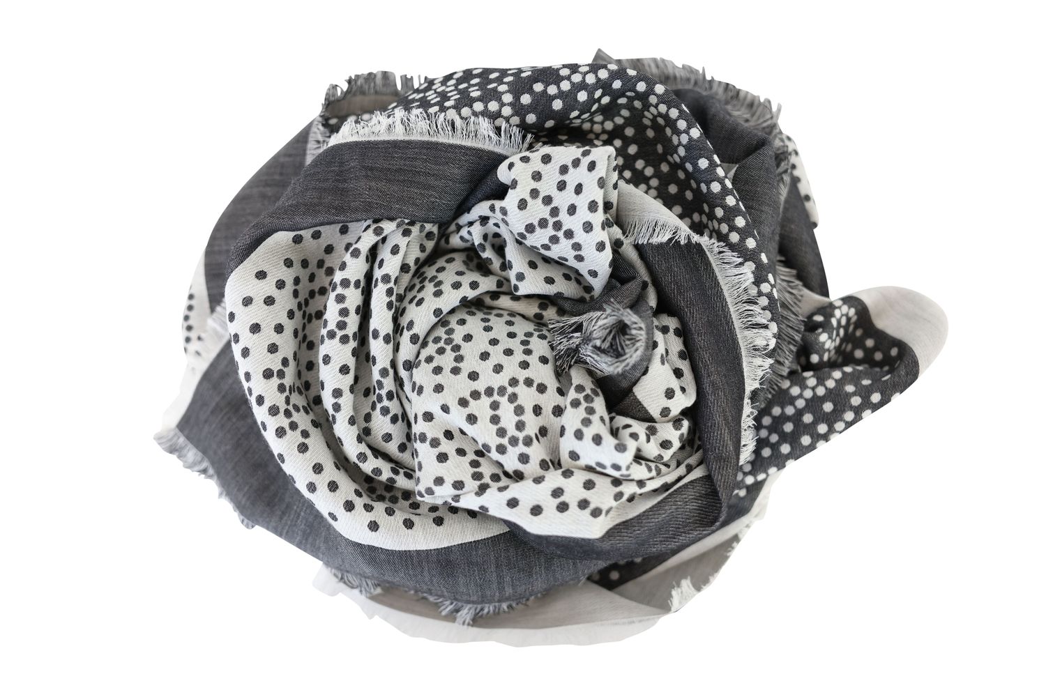 Chanel CC Stole 26P Scarf, Black Gray Cashmere with Silk and Wool, New No Dustbag WA001