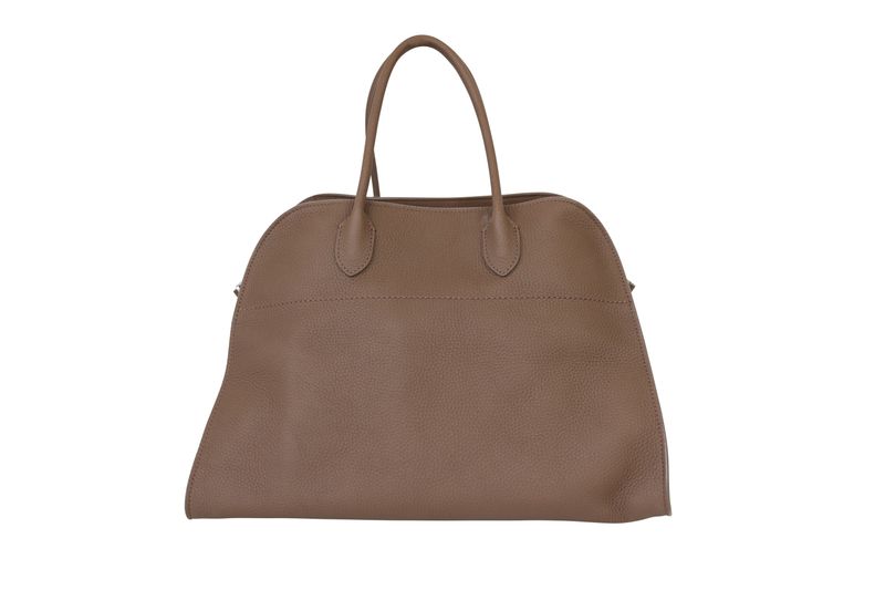The Row Soft Margaux 15 Bag, Green Brown Dark Olive Leather and Silver Hardware, New in Dustbag WA001