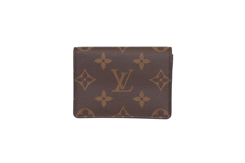 Louis Vuitton Envelope Business Card Holder, Brown Monogram with Gold Hardware, Preowned in Box WA001