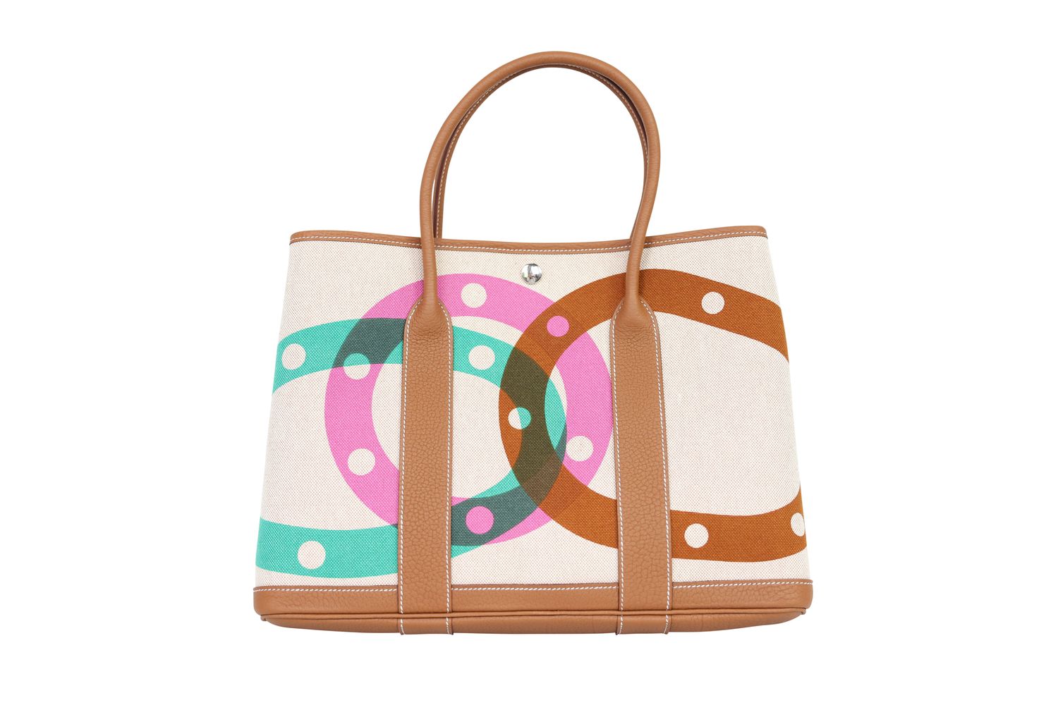 Hermes Garden Party H au Pas 36 Handbag, Ecru Beige H Canvas and Tan Negonda Calfskin with Palladium Hardware, K 2025 Stamp, New in Box WA001