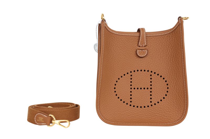Hermes Evelyne 16 TPM Bag, Tan Gold Taurillon Clemence Leather and Gold Hardware, K 2025 Stamp, New in Box WA001