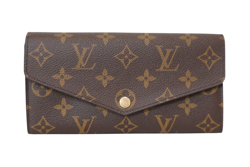 Louis Vuitton Sarah Wallet, Brown Monogram Canvas  with Gold Hardware, New in Box WA001