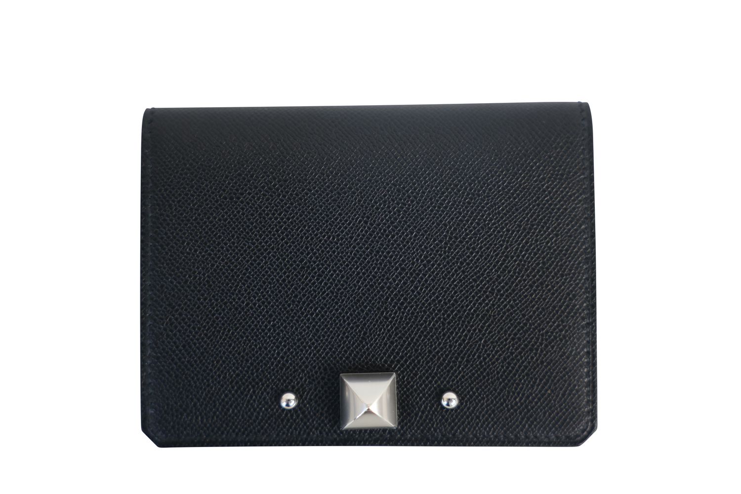 Hermes Medor Card Holder, Black Chamkila Goatskin and Palladium Hardware, New in Box WA001