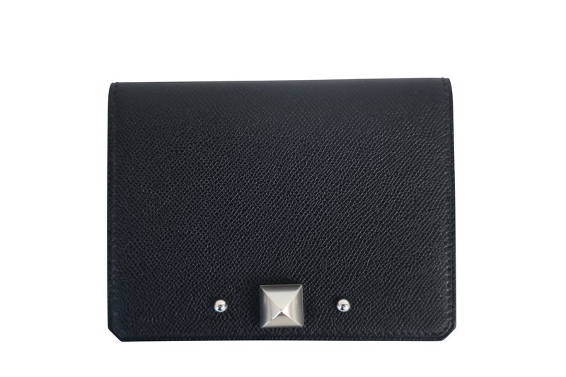 Hermes Medor Card Holder, Black Chamkila Goatskin and Palladium Hardware, New in Box WA001 Hermes Medor Card Holder, Black Chamkila Goatskin and Palladium Hardware, New in Box WA001