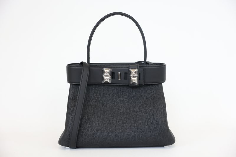 Hermes Medor Clous Bag, Black Togo and Swift Calfskin with Palladium Hardware, G 2026 Stamp, New in Box WA001 Hermes Medor Clous Bag, Black Togo and Swift Calfskin with Palladium Hardware, G 2026 Stamp, New in Box WA001