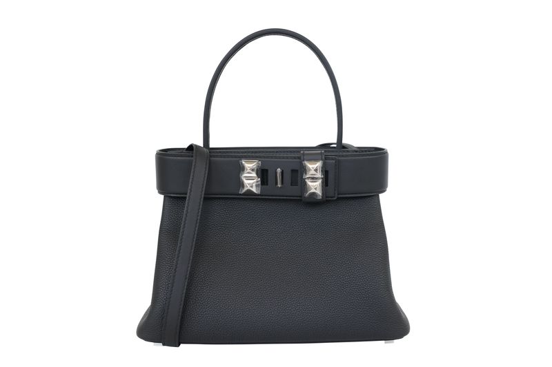 Hermes Medor Clous Bag, Black Togo and Swift Calfskin with Palladium Hardware, G 2026 Stamp, New in Box WA001 Hermes Medor Clous Bag, Black Togo and Swift Calfskin with Palladium Hardware, G 2026 Stamp, New in Box WA001