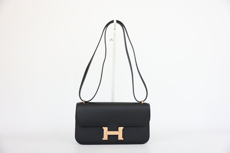 Hermes Constance Elan Bag, Black Epsom Leather and Gold Hardware, K 2025 Stamp, Preowned in Box WA001 Hermes Constance Elan Bag, Black Epsom Leather and Gold Hardware, K 2025 Stamp, Preowned in Box WA001