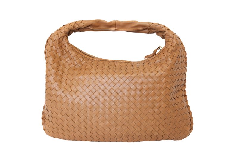 Bottega Veneta Intrecciato Woven Hobo Bag, Caramel Brown, Preowned No Dustbag WA001