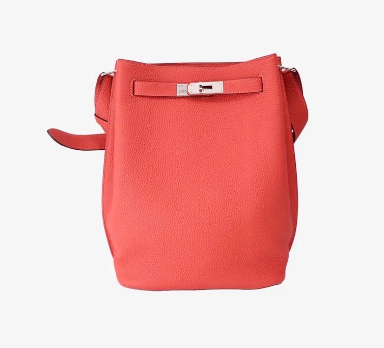 Hermès So Kelly 22 Shoulder Bag in Rouge Togo Leather with Palladium Hardware LND001