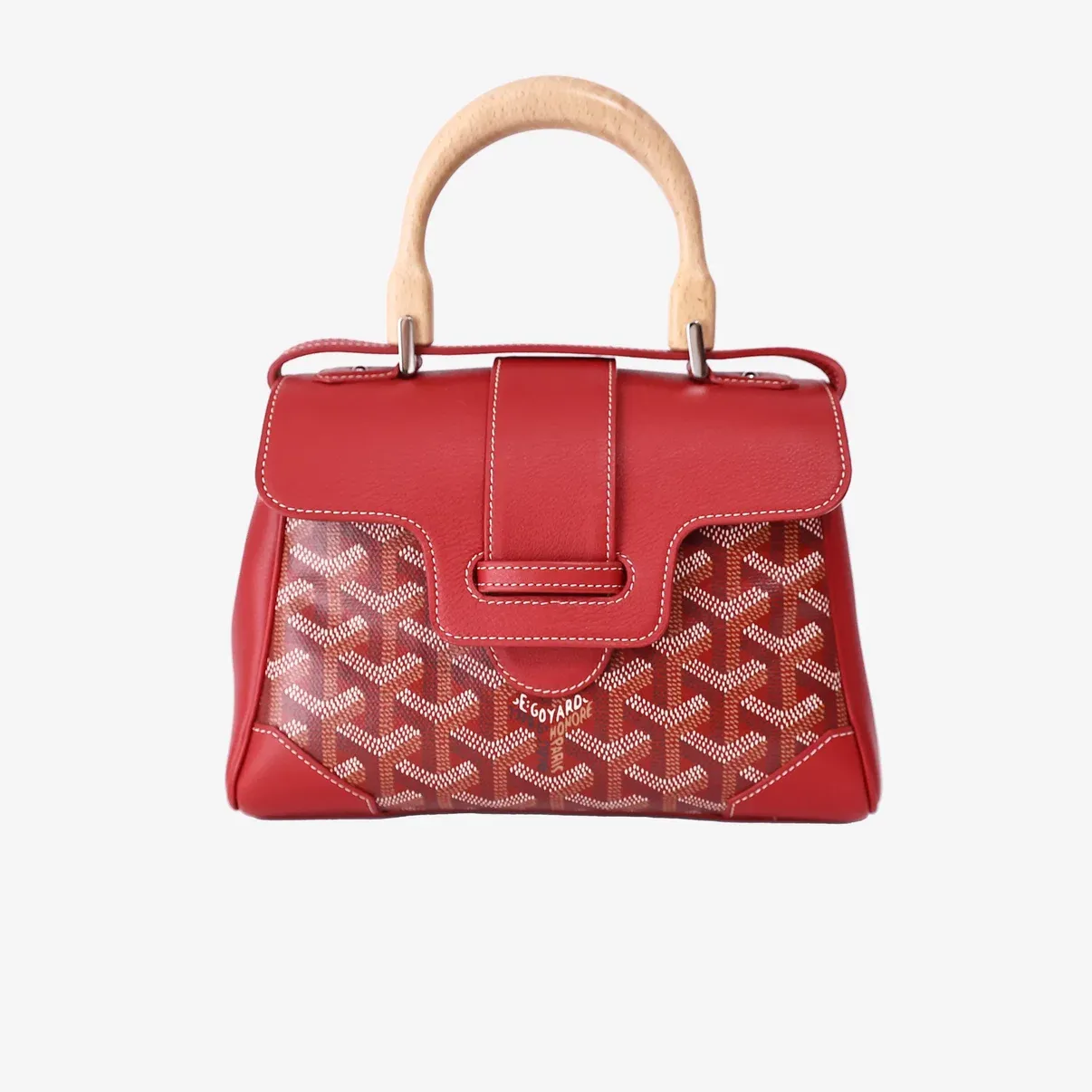 Goyard Saïgon Souple Mini Bag in Red Goyardine Canvas/Chevroches Calfskin with Palladium Hardware LND001