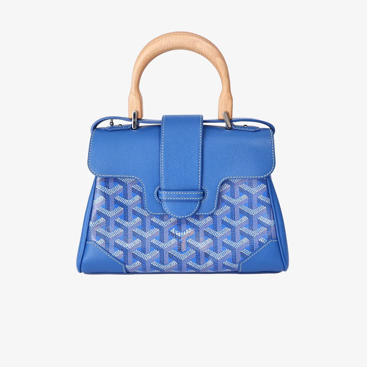 Goyard Saïgon Souple Mini Bag in Sky Blue Goyardine Canvas and Calfskin Leather with Palladium Hardware LND001