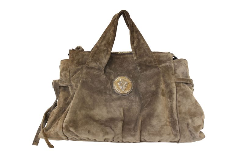 Gucci Hysteria Top Handle, Taupe Brown Suede, Preowned in Dustbag WA001 Gucci Hysteria Top Handle, Taupe Brown Suede, Preowned in Dustbag WA001