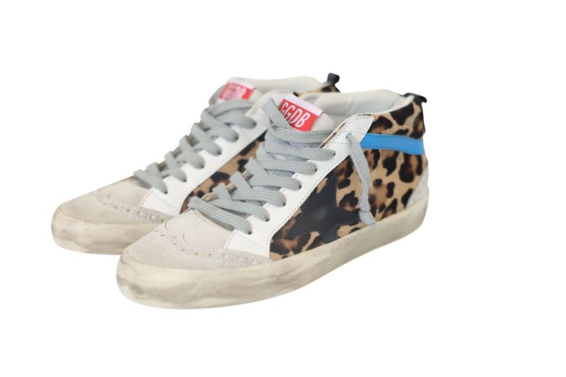 Golden Goose High Top Leopard Sneakers, Size 36, New in Dustbag WA001
