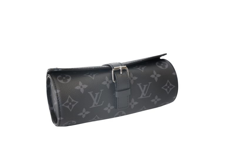 Louis Vuitton Watch Roll Case, Monogram Eclipse, Preowned in Dustbag WA001