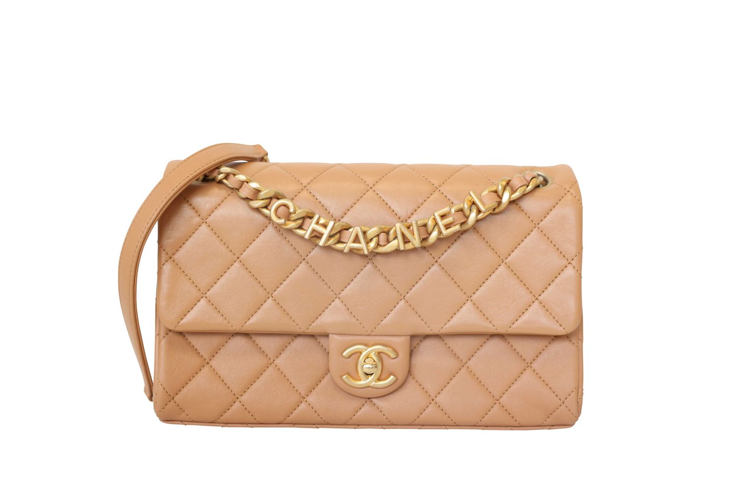 Chanel Lettre Flap, Brown Calfskin with Gold Hardware, Preowned in Box WA001