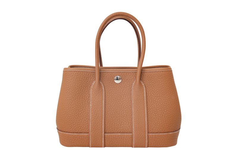 Hermes Neo Garden Party 23, Tan Gold Leather with Palladium Hardware, New in Box WA001