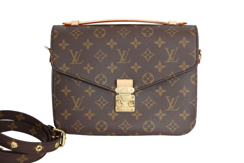 Louis Vuitton Pochette Metis Bag, Brown Monogram Canvas and  Natural Cowhide with Gold Hardware, New in Box WA001