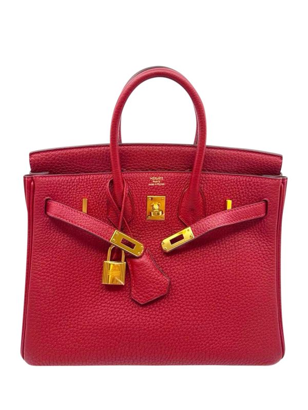 Hermes Birkin 25 Handbag, Rouge VIF Togo Leather and Gold Hardware, A 2017 Stamp, Preowned in Dustbag KJRB008