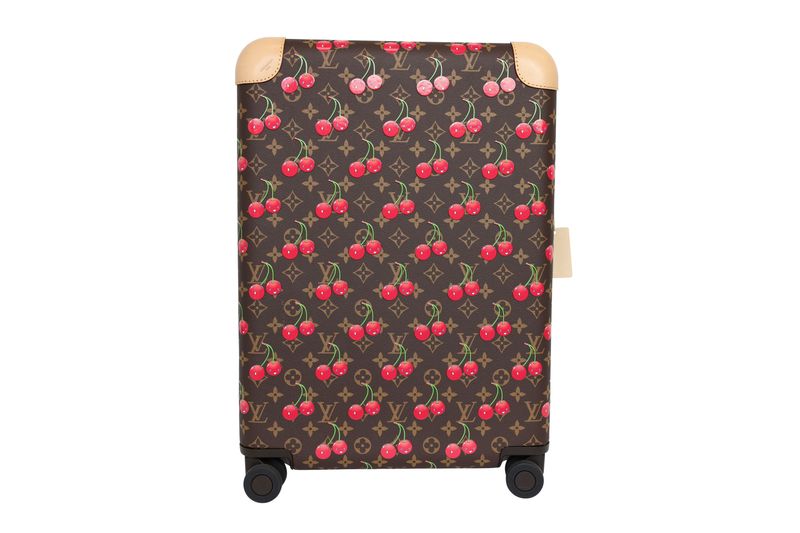 Louis Vuitton x TM Horizon 55 Suitcase, Brown Monogram Canvas with Cherry Print and Cowhide Leather with Gold Hardware, Preowned in Box WA001