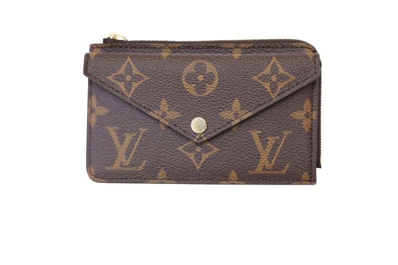 Louis Vuitton Recto Verso Card Holder, Brown Monogram Canvas and Gold Hardware, Preowned in Box WA001