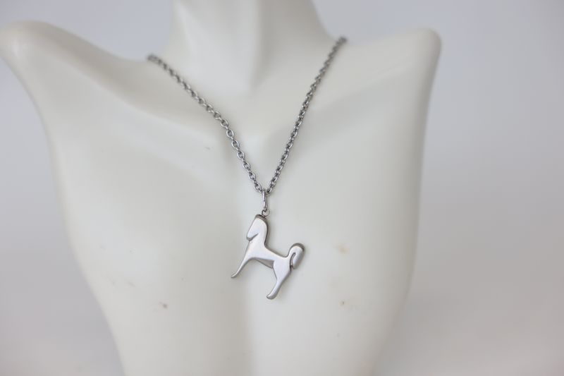 Hermes Panache Horse Pendant Necklace, Palladium Finish, Preowned No Dustbag WA001